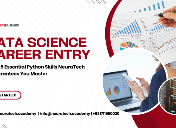 Data Science Career Entry banner promoting essential Python skills training by NeuraTech Academy
